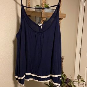 Loose fitting navy blue tank top